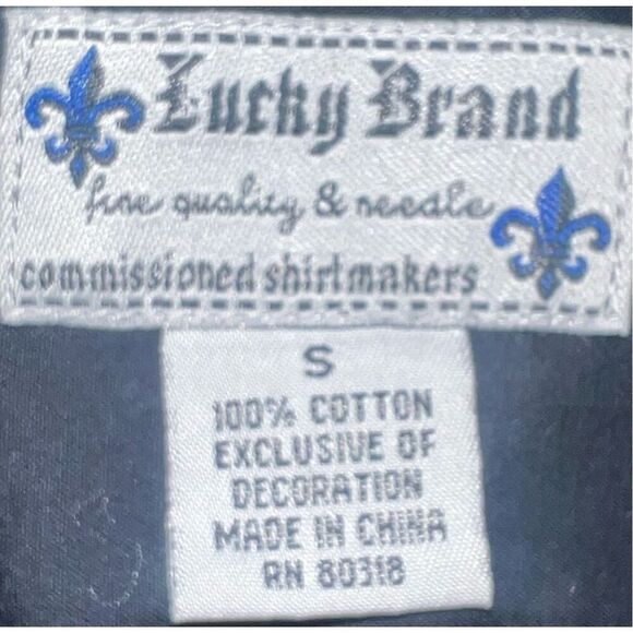 LUCKY BRAND BLACK RUFFLED BUTTON DOWN Sz S Collar Preppy Long Sleeves Minimalist - Picture 3 of 6